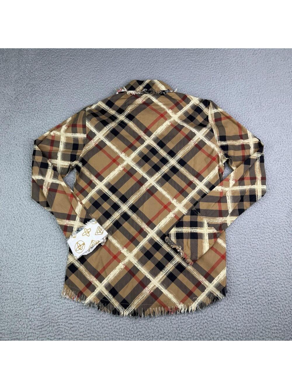 Tizzie Women’s Small Brown Striped Button Front Shirt Frayed Hem Boho Western - Picture 6 of 13